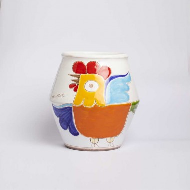 Ceramic Vase de simone pottery Folk VS537FK chicken Ceramic Vase de simone pottery Folk VS537FK chicken